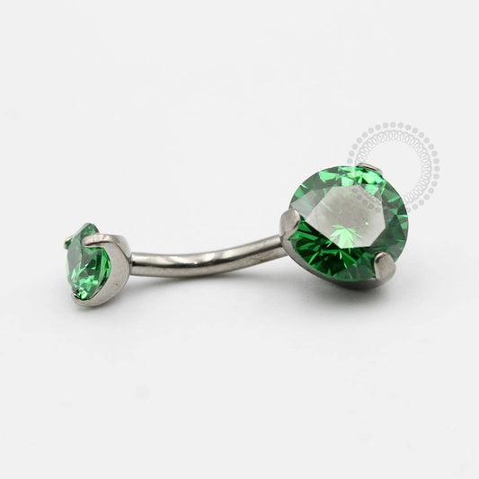 TN400 Navel Piercing Pedra Zirconia  Emerald Green Titânio