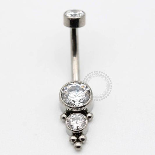 TN415 Navel Piercing 2 Zirconias Com Esferas Titânio