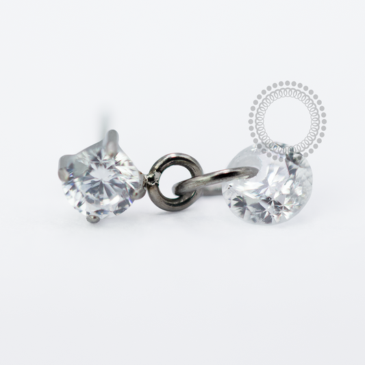 TN1709 Topo Ponto De Luz Com Pingente Cristal Push Pin Titânio ASTM F-136