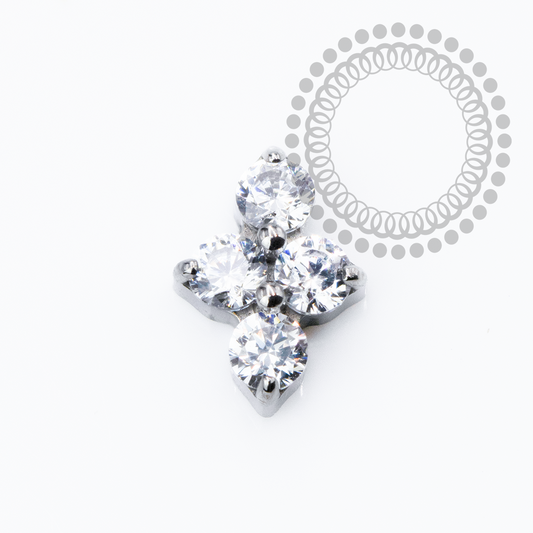 Topo Mini Clover CZ Cristal Push Pin Titânio ASTM F136
