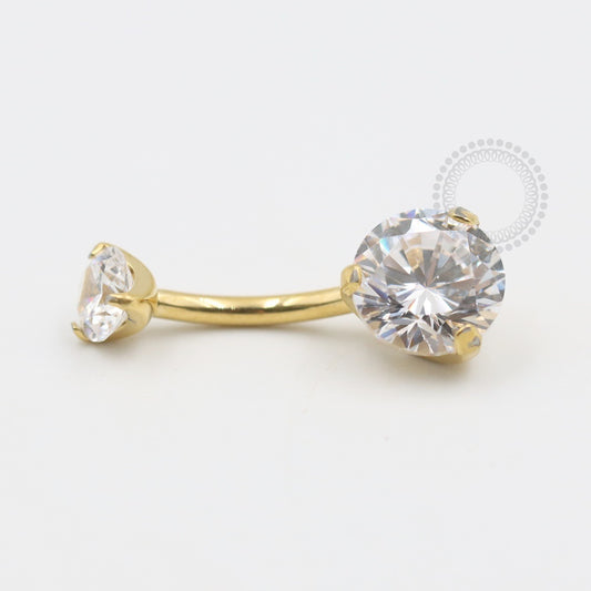 TN482 Navel Piercing CZ Titânio PVD Gold