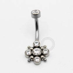 TN18 Navel Piercing Five Stones CZ Titânio