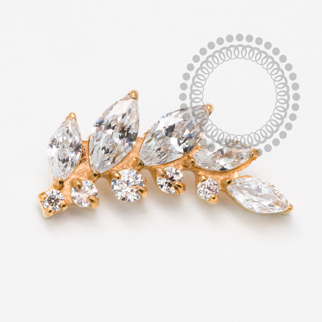 TN2059 Topo Cluster 5 Navetes CZ Titânio PVD Gold