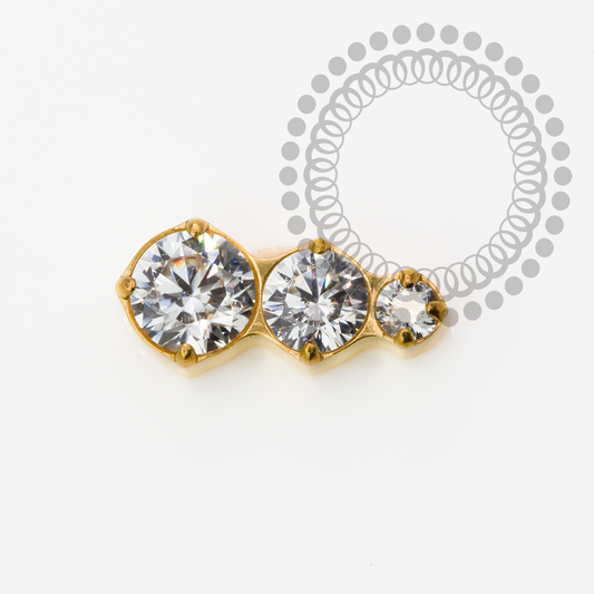 TN2179 Topo Cluster 3 CZ Push Pin Titânio PVD Gold