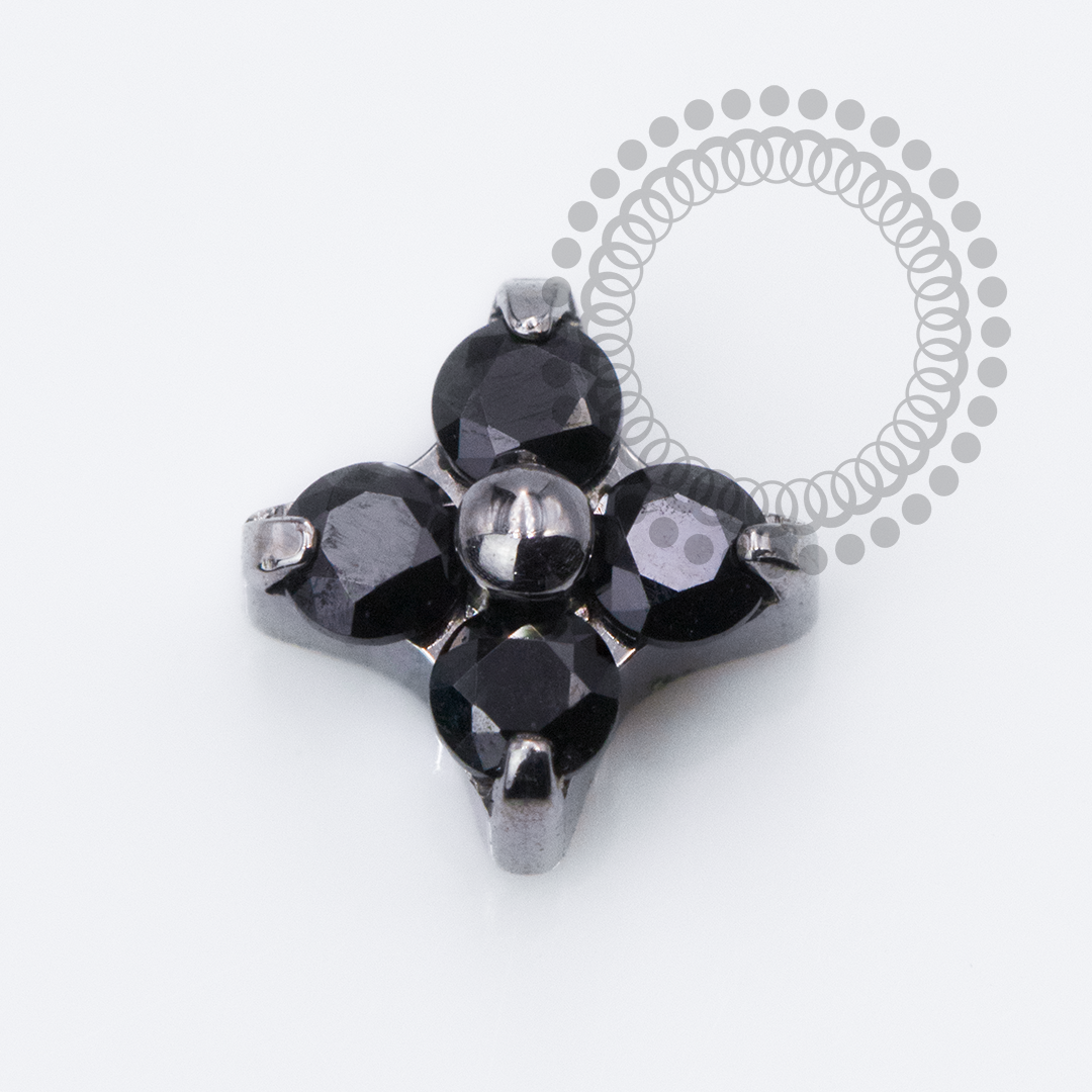 TN2452 Topo Micro Trevo CZ Black Push Pin Titânio ASTM F136