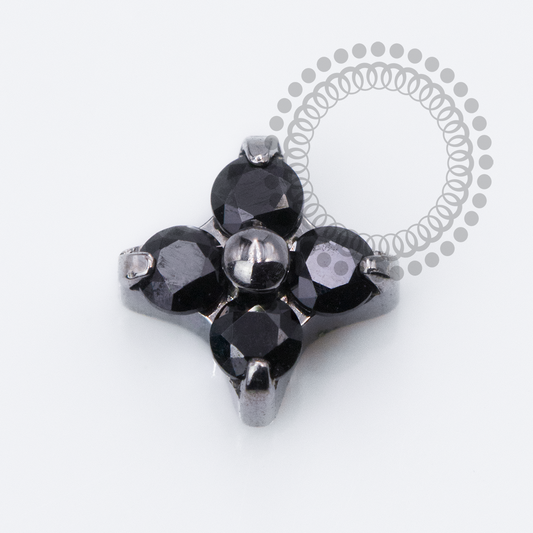 TN2452 Topo Micro Trevo CZ Black Push Pin Titânio ASTM F136