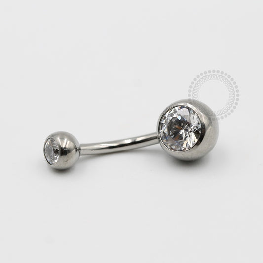 TN99 Navel Piercing Tradicional Stone CZ Cristal Titânio