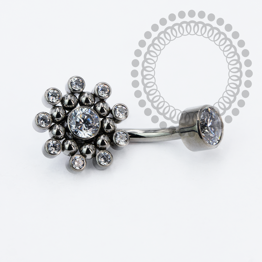 TN2215 Navel Sun Flower CZ Desmontável Titânio ASTM F136