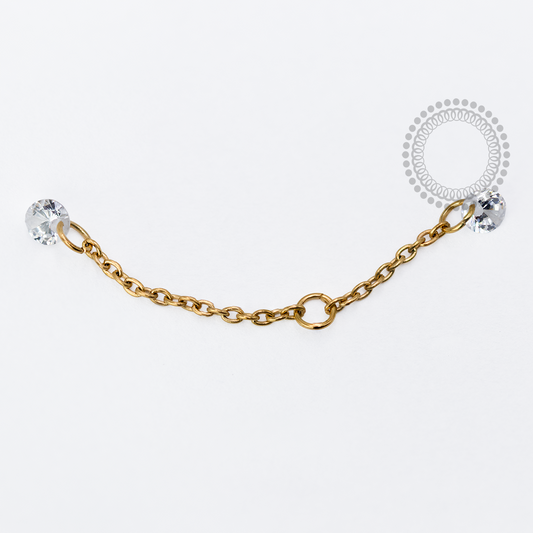 TN1706 Pingente Gota Dupla Titânio PVD Gold