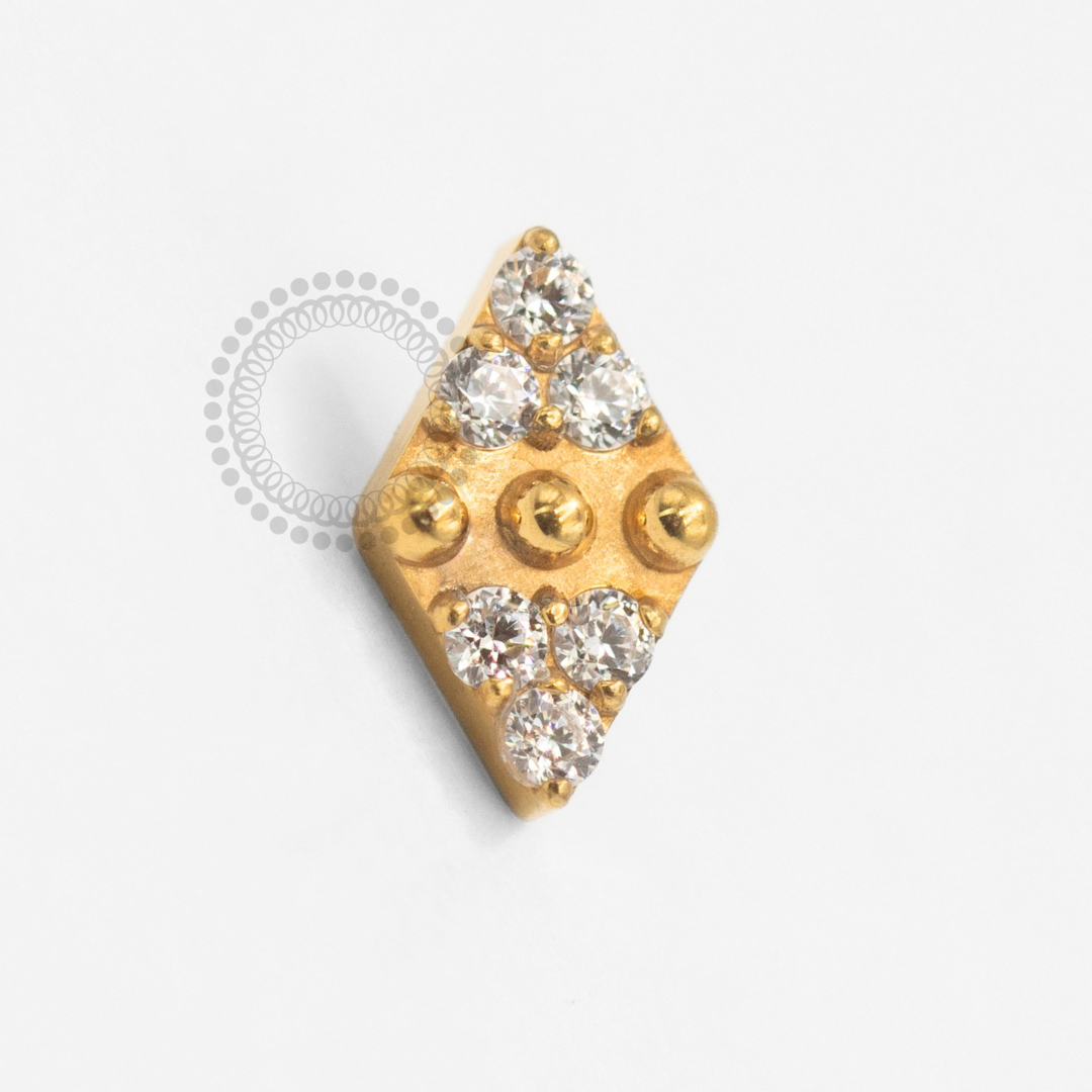 TN2384 Topo Losango CZ Detalhada Titanio PVD Gold
