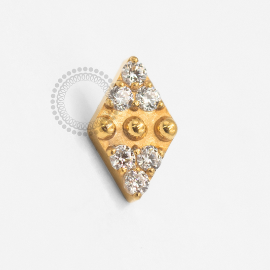 TN2384 Topo Losango CZ Detalhada Titanio PVD Gold