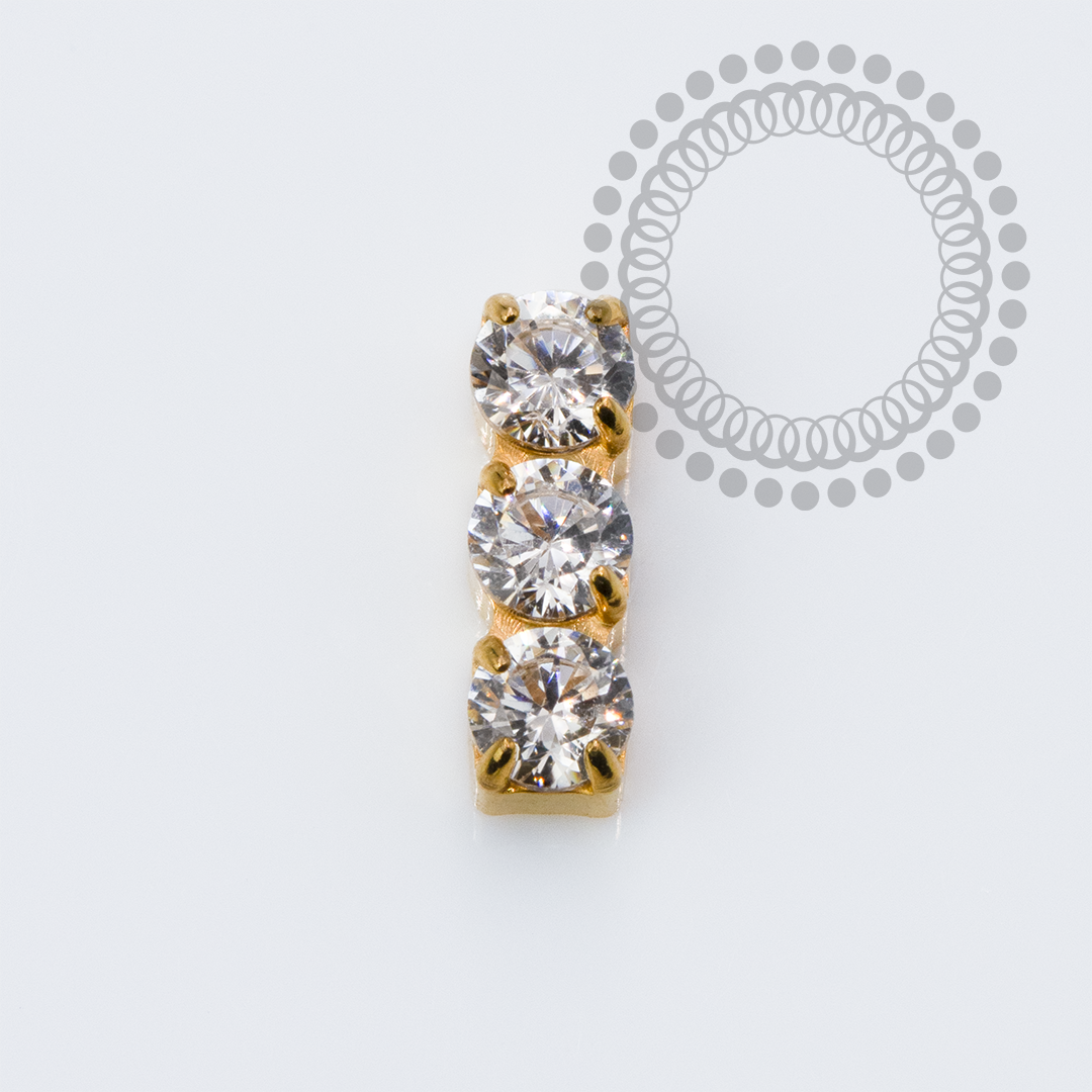 TN2297 Topo Barrinha 3 CZ Titânio PVD Gold