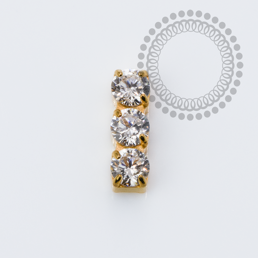 TN2297 Topo Barrinha 3 CZ Titânio PVD Gold