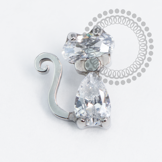 TN2121 Topo Gato CZ de Gravata Titânio ASTM F136