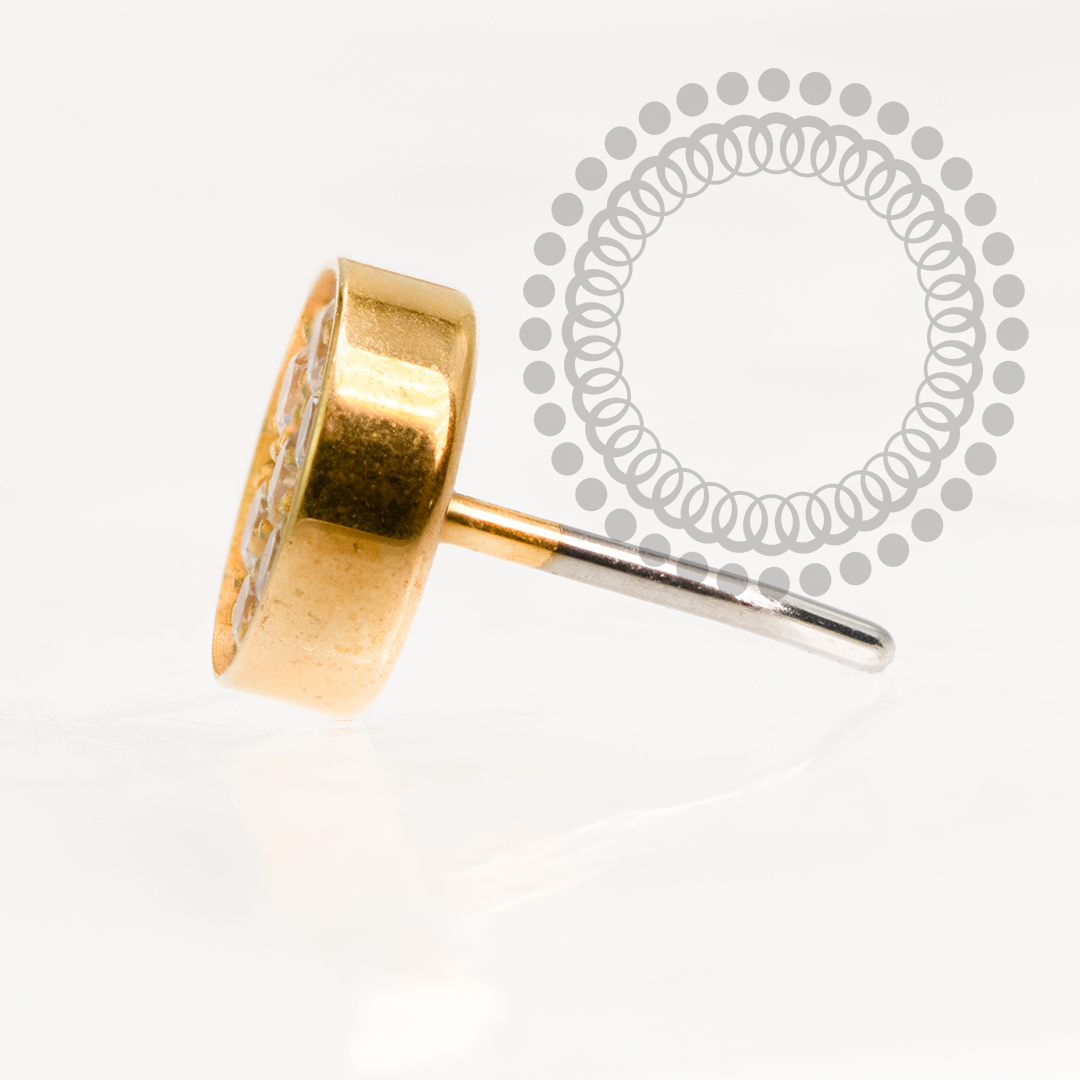 TN2189 Topo Disco Cravejado Push Pin Titânio PVD GOLD