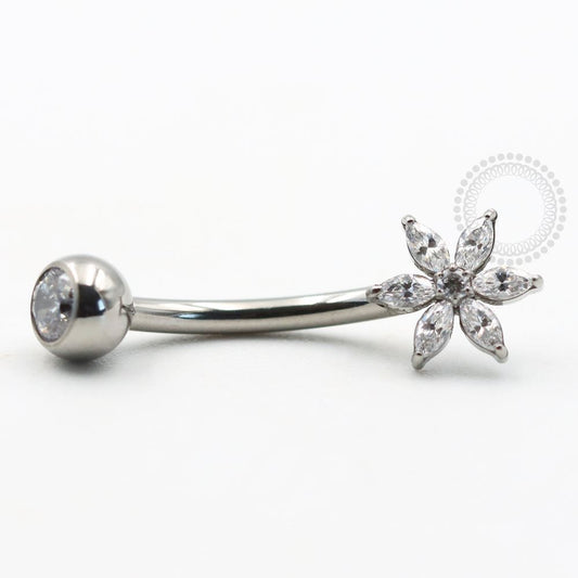 TN743 Navel Piercing Flor Zircônia Titânio