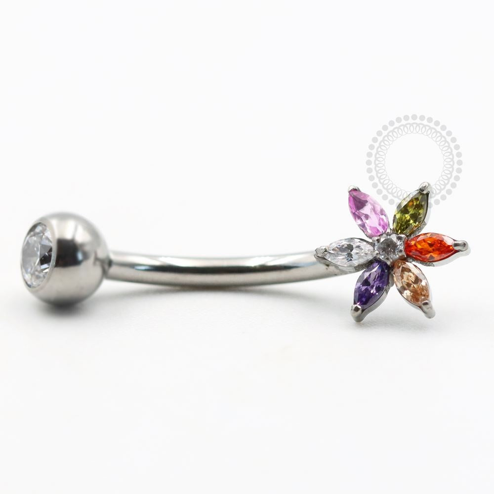 TN743 Navel Piercing Flor Zircônia Titânio