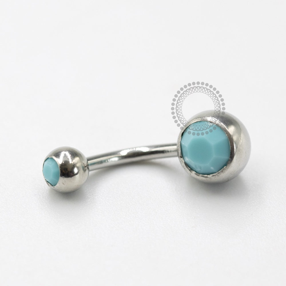 BB25 Navel Piercing Pedra Lapidada Turquesa Aço