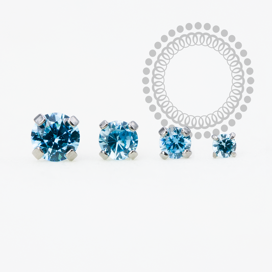 TT09 Topo CZ Aqua ProngSeg Push Pin Titânio Mill®