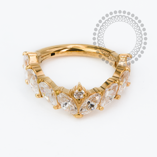 TN2424 Segmento Coroa CZ Navetes Titânio PVD Gold
