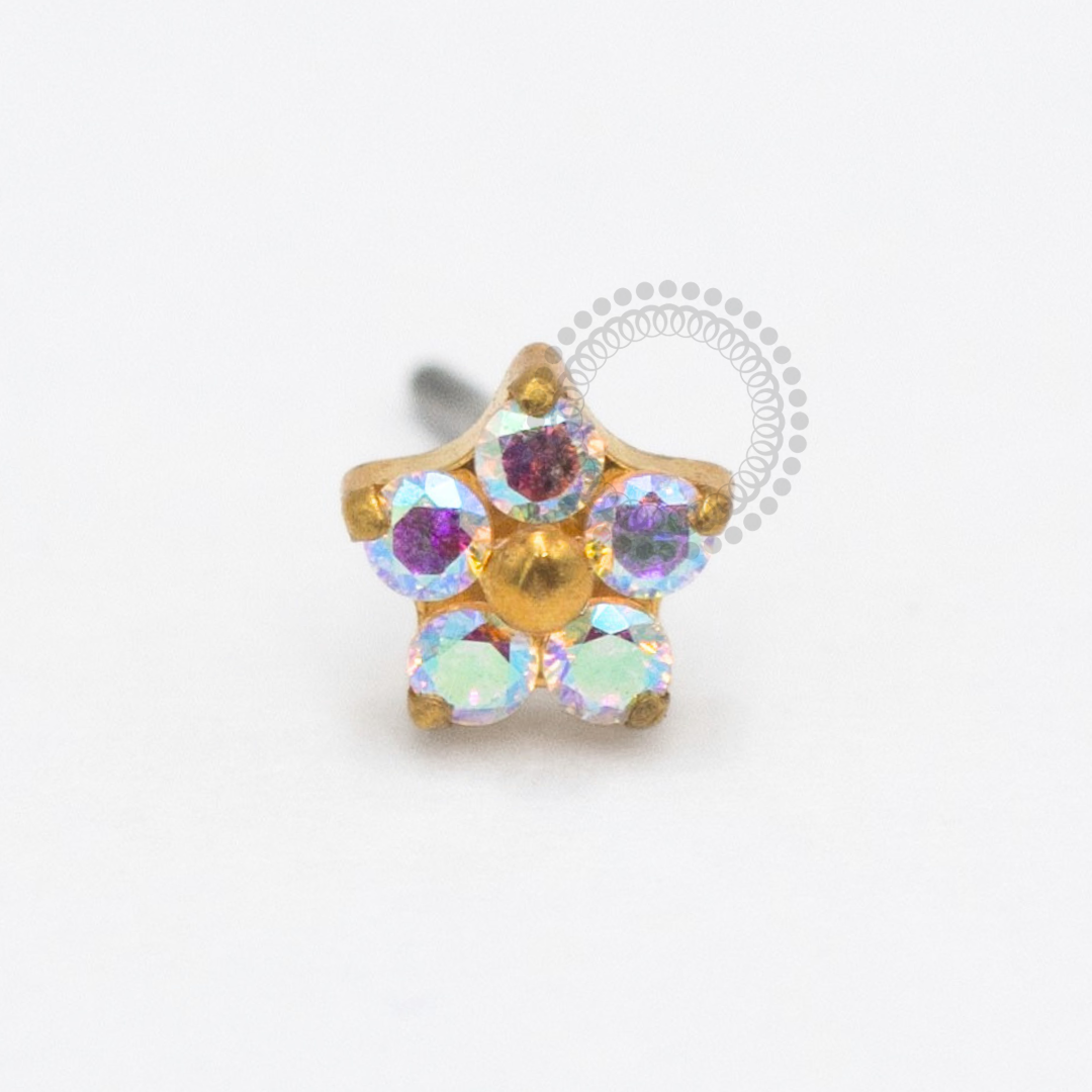 TN2373 Topo Flor Boreal Push Pin Titânio PVD Gold