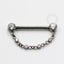 TN1122 Nipple Jewelry CZ Flat Com Corrente Push Pin Titânio ASTM F-136