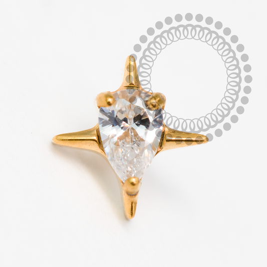 TN2053 Topo Estrela Gota Ponto De Luz Titânio PVD GOLD