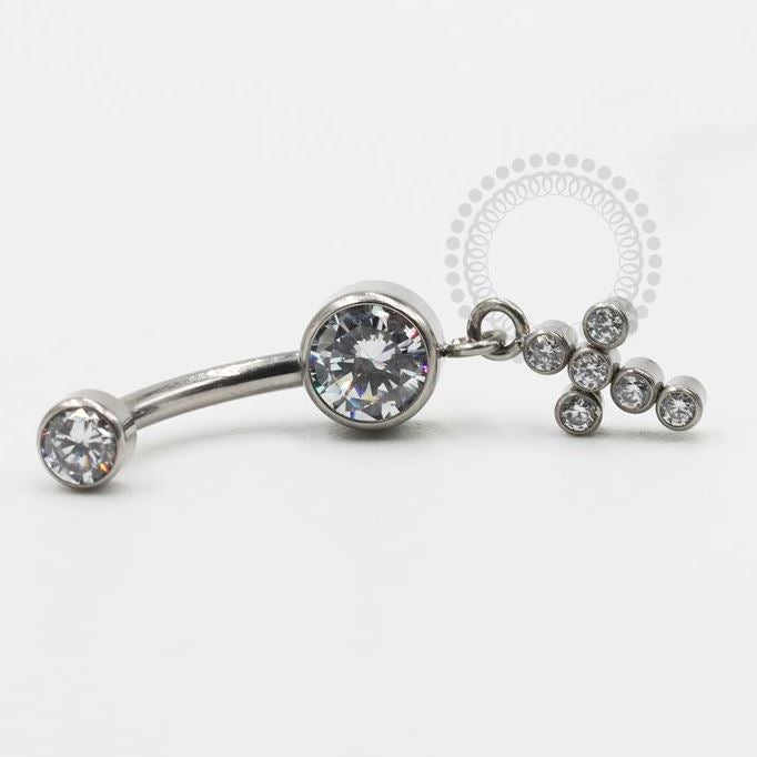 TN780 Navel Piercing Pingente Cruz Zircônia Titânio