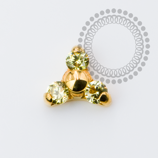 Topo Trinity CZ Amarela Push Pin Titânio PVD Gold