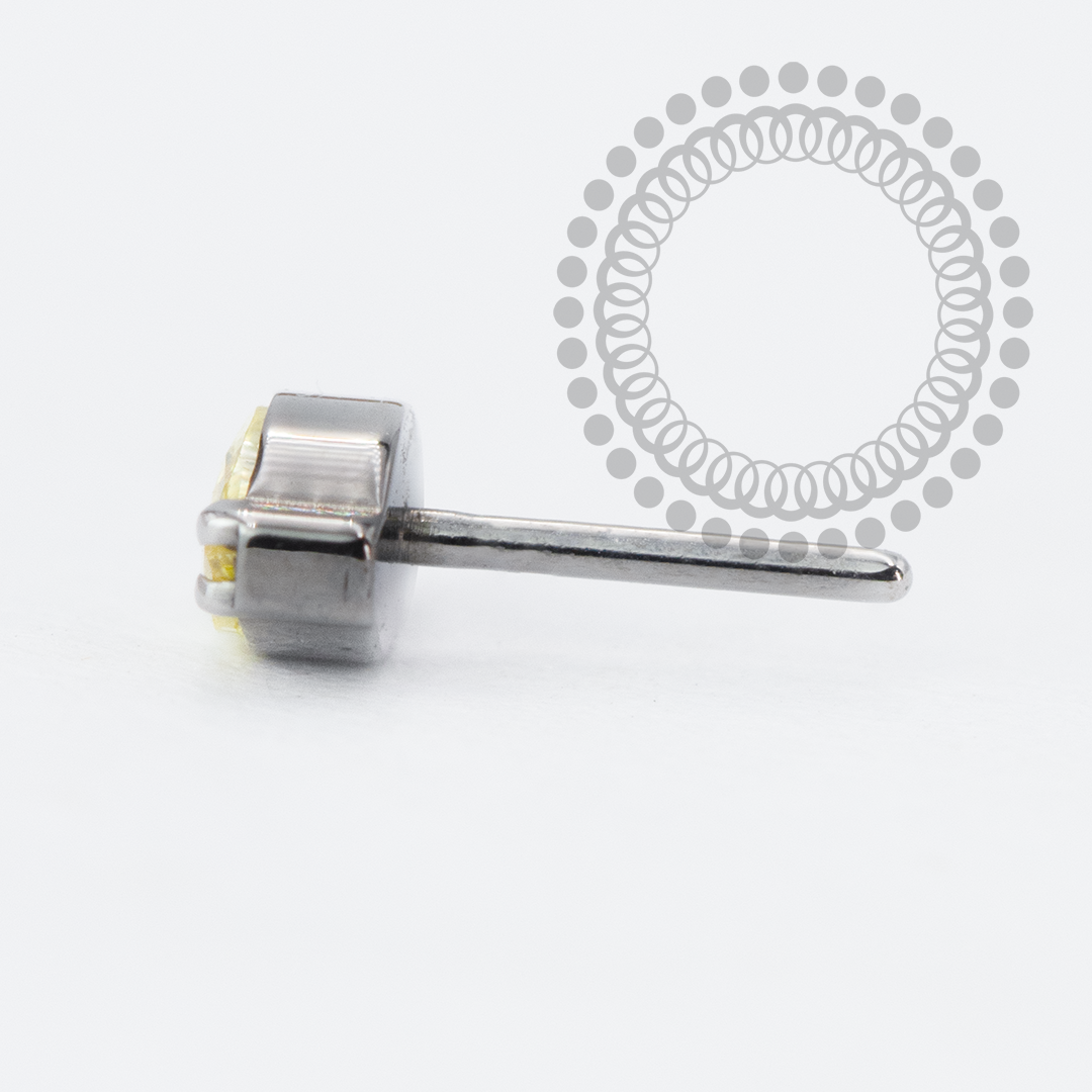 TN2185 Topo Navete CZ Amarela Push Pin Titânio ASTM F136