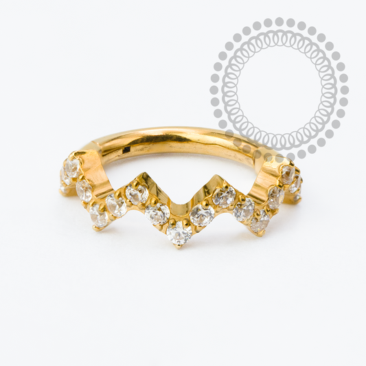 Segmento Wave CZ Titânio PVD Gold