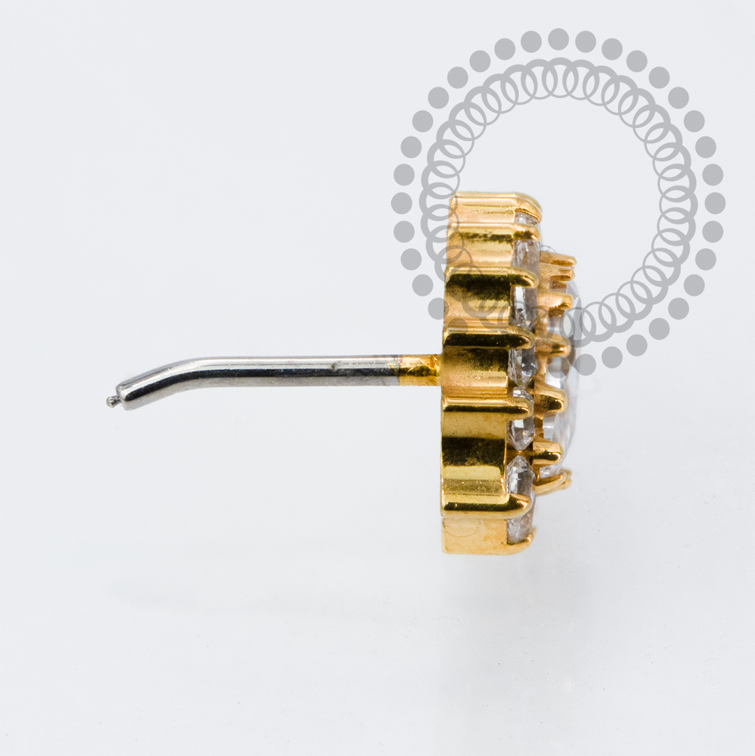 TN2133 Topo Marquise CZ Push Pin Titanio PVD Gold