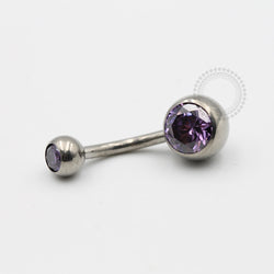 TN99 Navel Piercing Tradicional Stone CZ Roxo Titânio