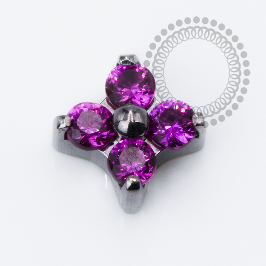 TN2447 Topo Micro Trevo CZ Pink Push Pin Titânio ASTM F136