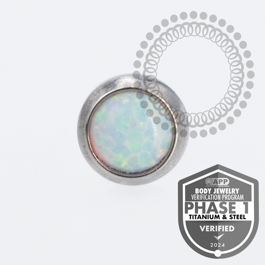 TT20 Topo Opala Branca Flat Back Push Pin Titânio Mill ®