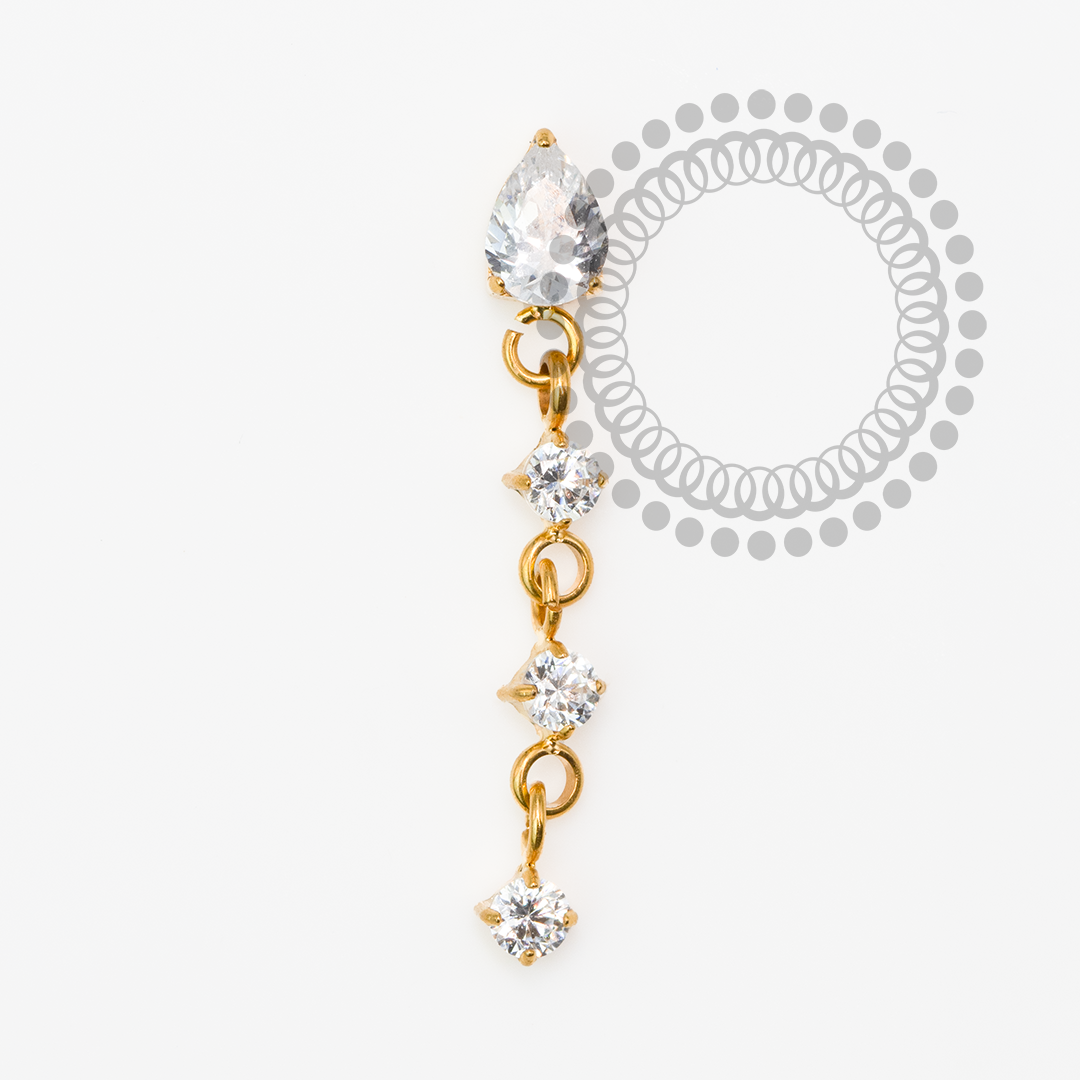 TN2037 Topo Pingente Gota CZ Titânio PVD GOLD