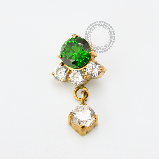 TN1675 Topo Flor De Esmeralda Titânio PVD Gold