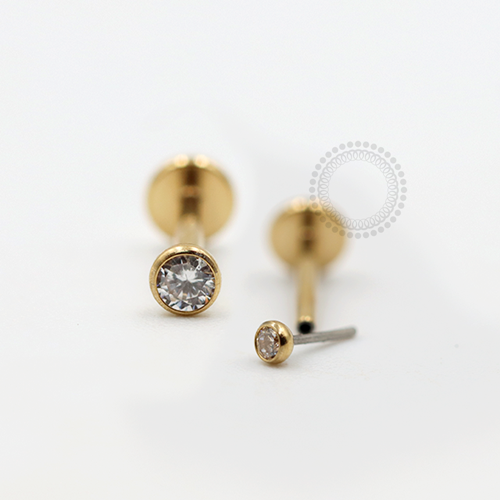 PVD112 Labret Point Light Push Pin Steel PVD Gold