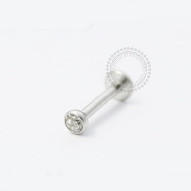 PB25 Labret Zirconia Flat Rosca Interna Aço