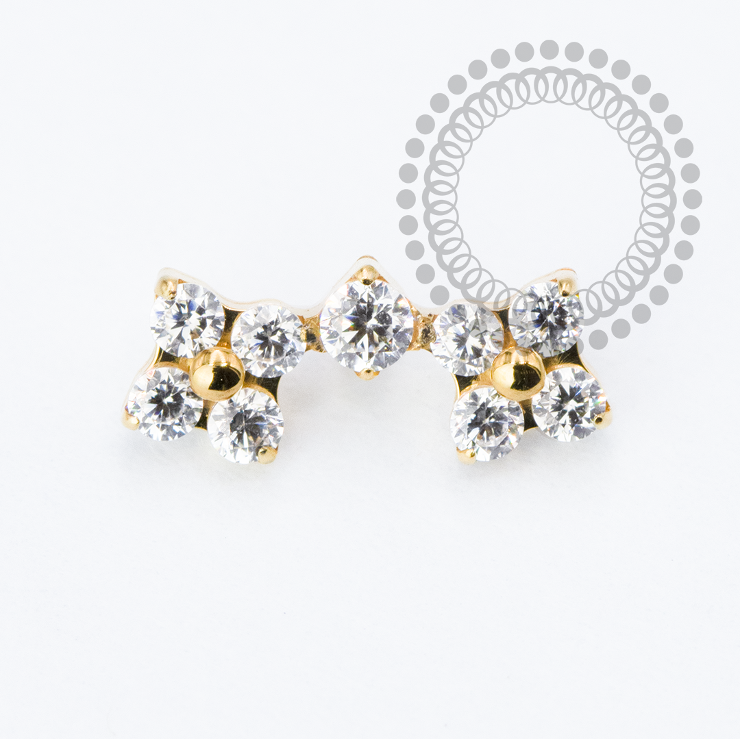TN2259 Topo Mini Cluster Trinitys e CZ Central Titânio PVD Gold