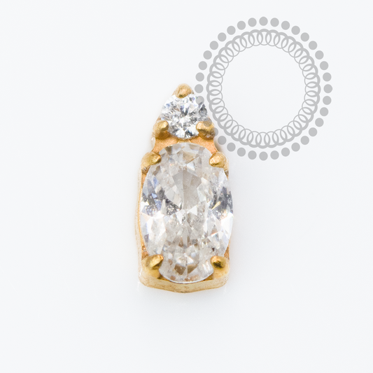 TN2348 Topo Mini Zirconia Oval Titânio PVD Gold