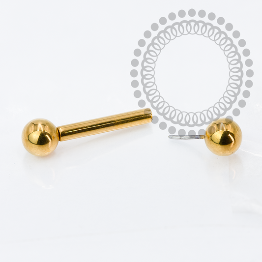 TN2141 Barbell Reto 1.6mm Push Pin Titânio PVD Gold