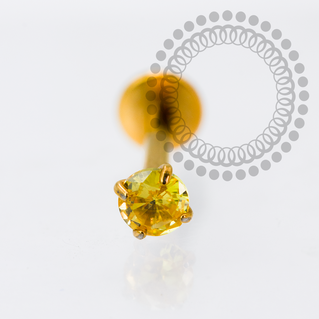 TN2140 Labret CZ Amarela Titânio PVD Gold