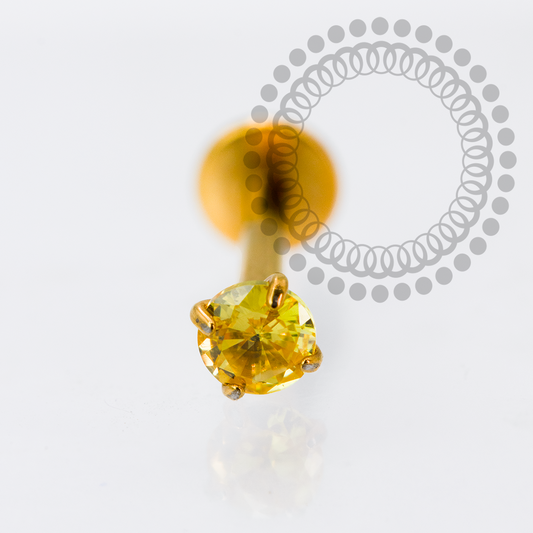TN2140 Labret CZ Amarela Titânio PVD Gold
