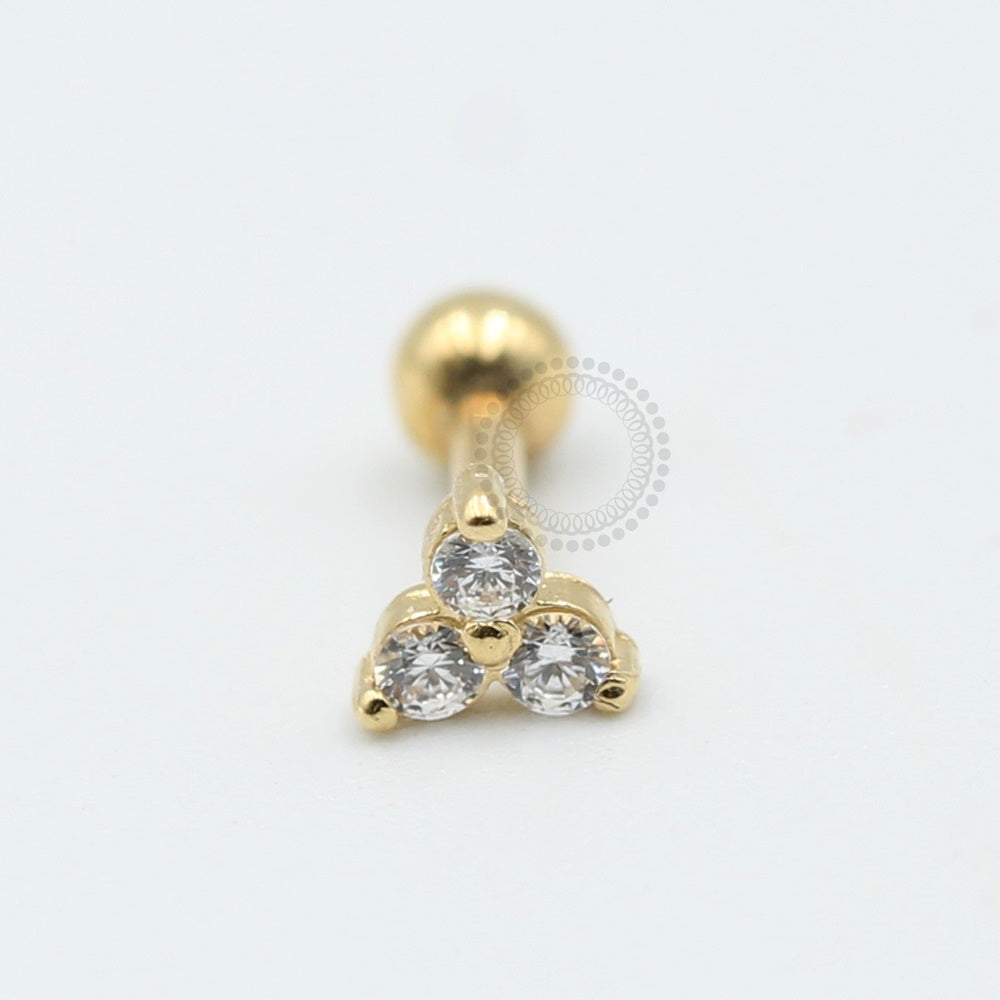 OR10 Microbell Straight Trinity Zirconias Or 18 carats (1-0,244 g / 2-0,260 g)