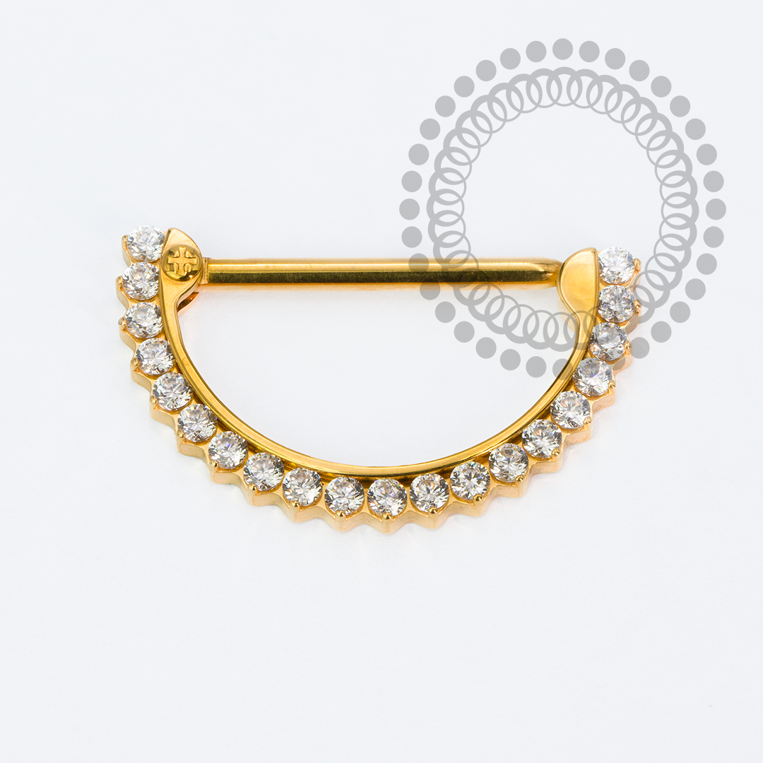 TN2250 Nipple Clicker Haste Reta CZ  Titânio PVD Gold