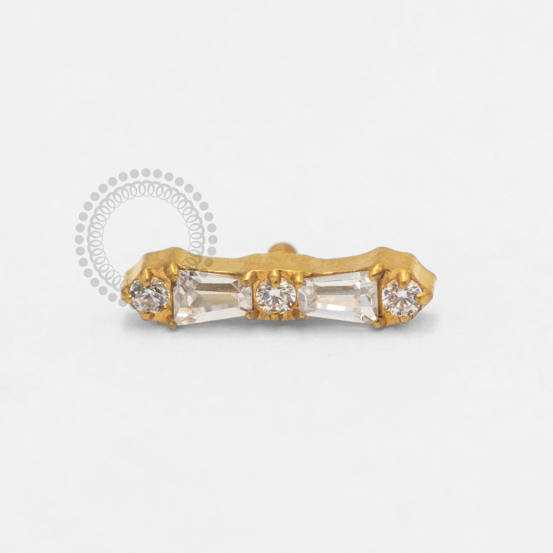 TN2385 Topo Mini Gravatinha Detalhada CZ PVD Gold