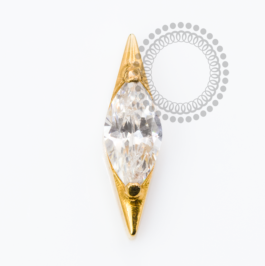 TN2361 Topo Marquise CZ Navete Titânio PVD Gold