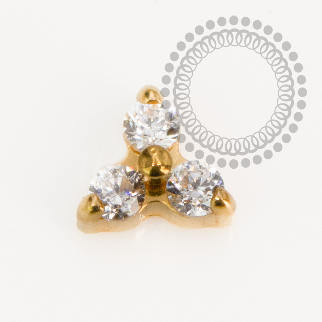 TN2212 Topo Mini Trinity Luxo CZ Titânio PVD Gold