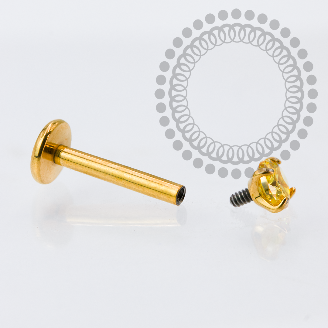 TN2140 Labret CZ Amarela Titânio PVD Gold